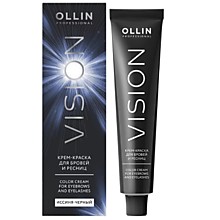 OLLIN VISION NEW Крем-краска для бровей и ресниц (Иссиня-черный) 20мл + лепестки